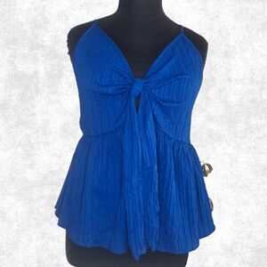 Royal Blue Tie Front Cami Top NWT Size 4X | Flowy Pleated Plus Size Tank